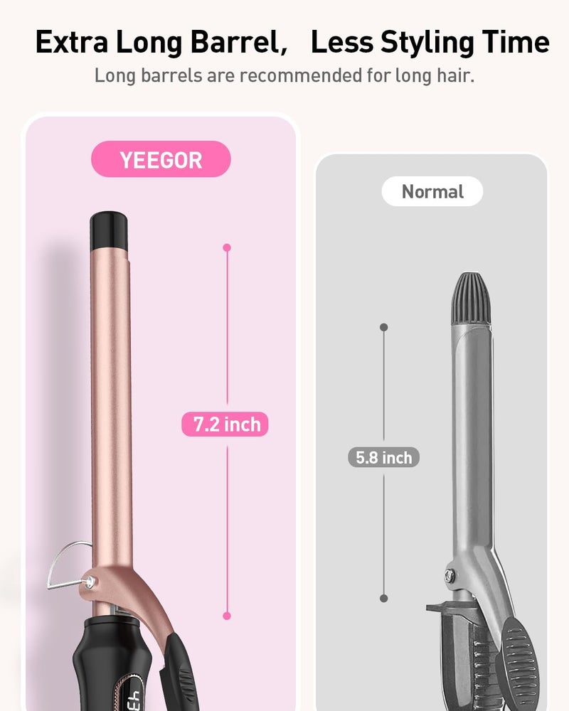 Yeegor 3/4 inch Curling Iron,Extra Long Barrel Culing Wannd,100-240V Dual Voltage Hair Curler for Wave Curls,12 Temps - Image 5